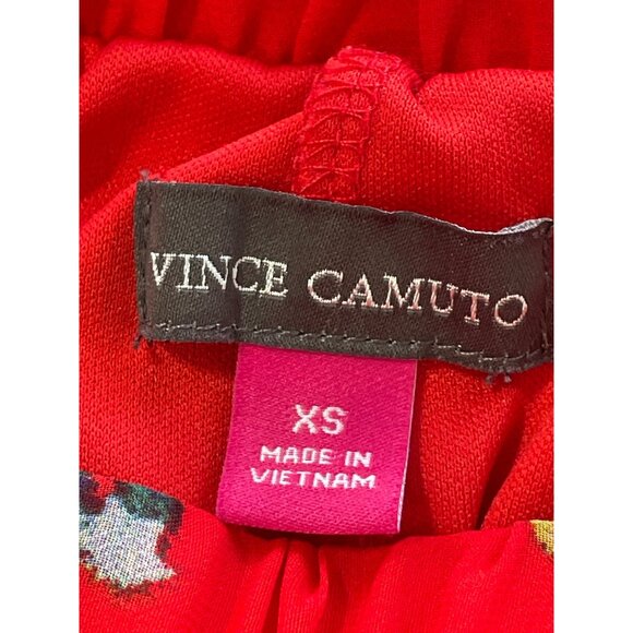 Vince Camuto Midi Skirt Size XS Pleated Elastic Waist Fireball Floral Red Boho - Picture 4 of 8
